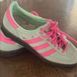 adidas Women’s Spezial Suede Sneakers in Mint Green and Hot Pink